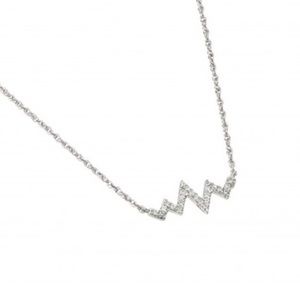 Sterling silver CZ zigzag heartbeat necklace