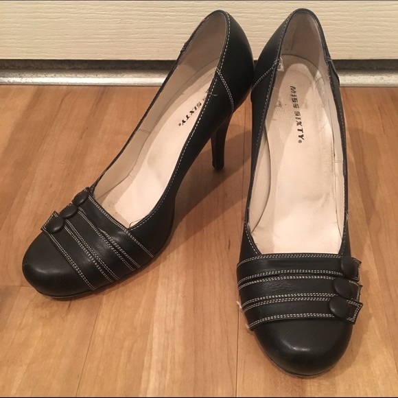 Miss Sixty Black High Heels Buttons Pumps US 7