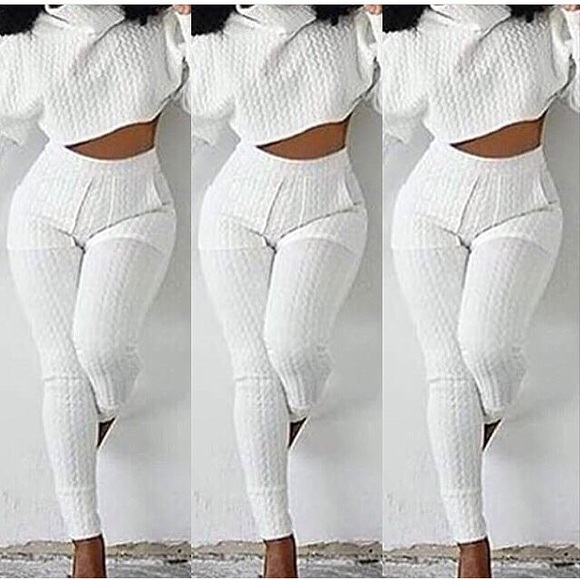 Turtle Neck Crop Top Set