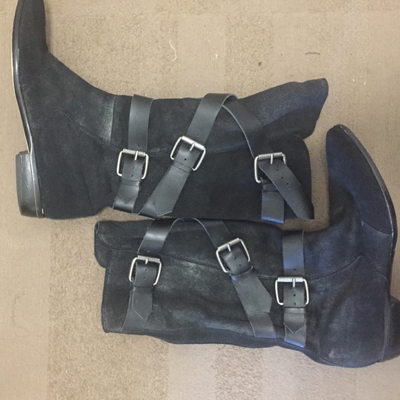 Dolce Vita Black Suede Strap Boots Size 9