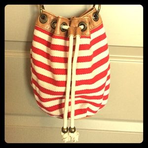 Red & white striped Cross body bag