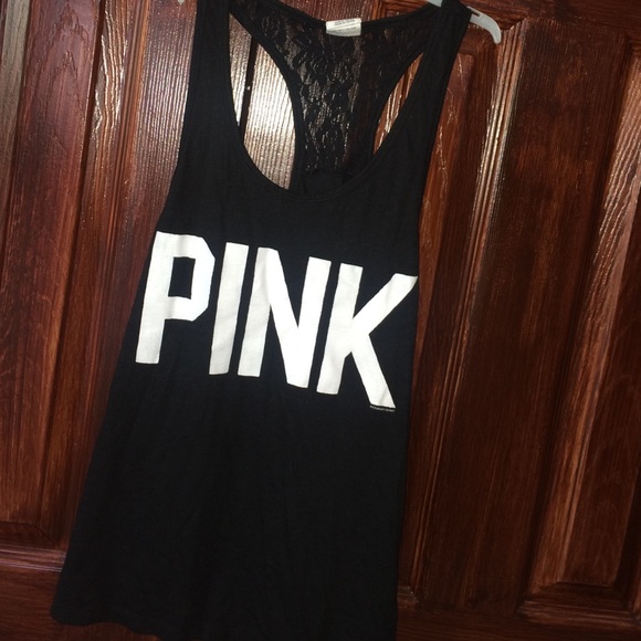 PINK lace back tank top!!