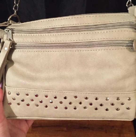 cream color crossbody purse