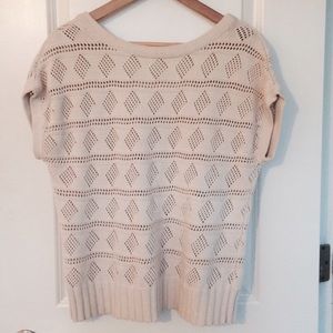Cream Knit Short Sleeve Top