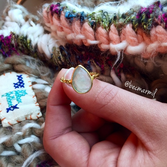 .925 Silver Jewelry - Natural Prehnite Gemstone Gold Ring