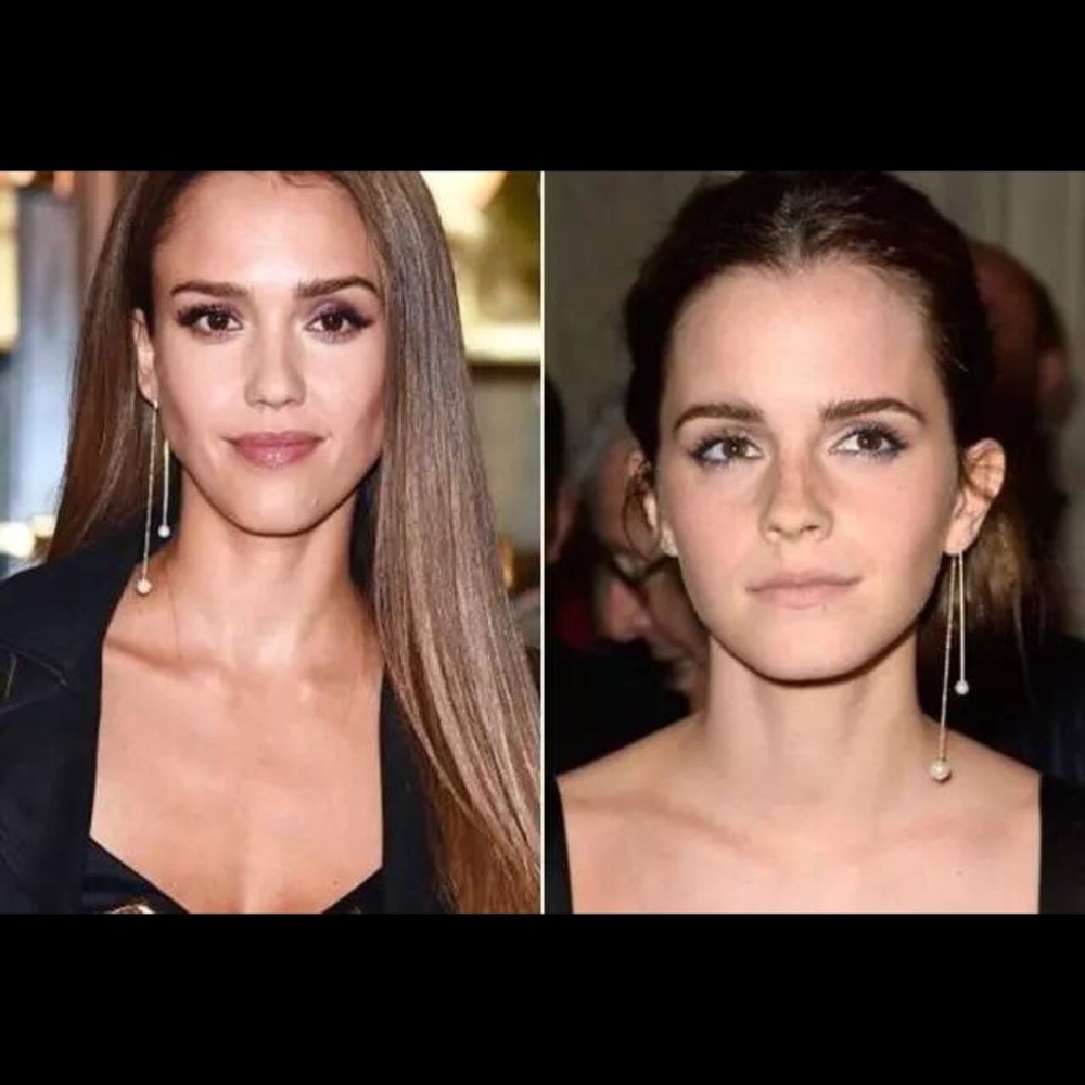 Imitation pearl long earring