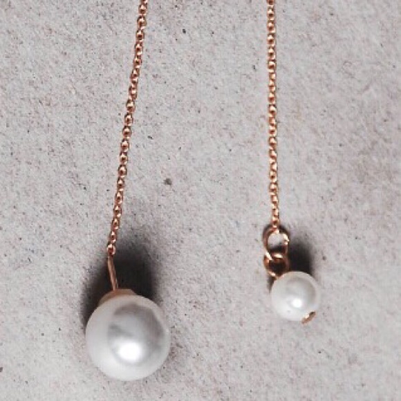 Imitation pearl long earring - Picture 3 of 4