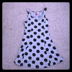 Gray and black polka dot dress