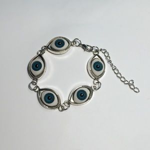 Silver blue eye bracelet