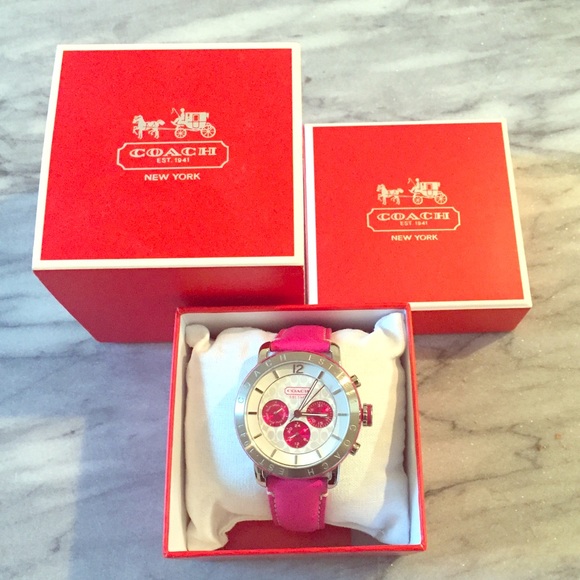 Pink Coach Leather Chronograph Watch💖