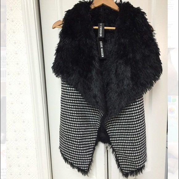 Steve Madden Jackets & Blazers - Steve Madden Reversible Faux Fur Vest Houndstooth