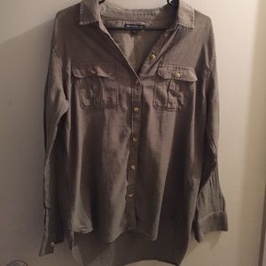 Army green button down top