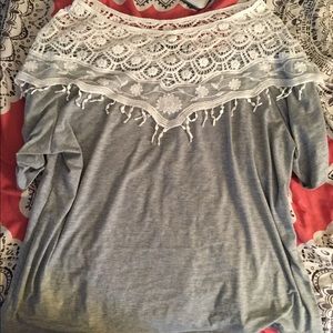 Cute lace off-shoulder tee