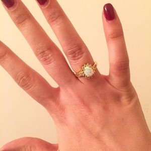 Opal And White Flower Sapphire Ring