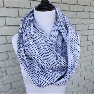 White and Blue Print Infinity Scarf