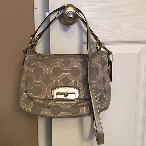Authentic beautiful silver Coach crossbody purse