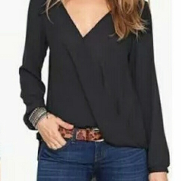 NIP Black Chiffon Long Sleeve Top S/M
