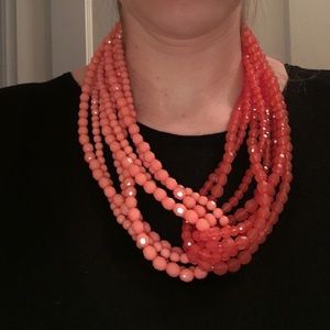 Anthropologie pink and red statement necklace