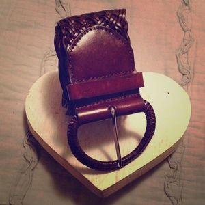 Woven leather belt