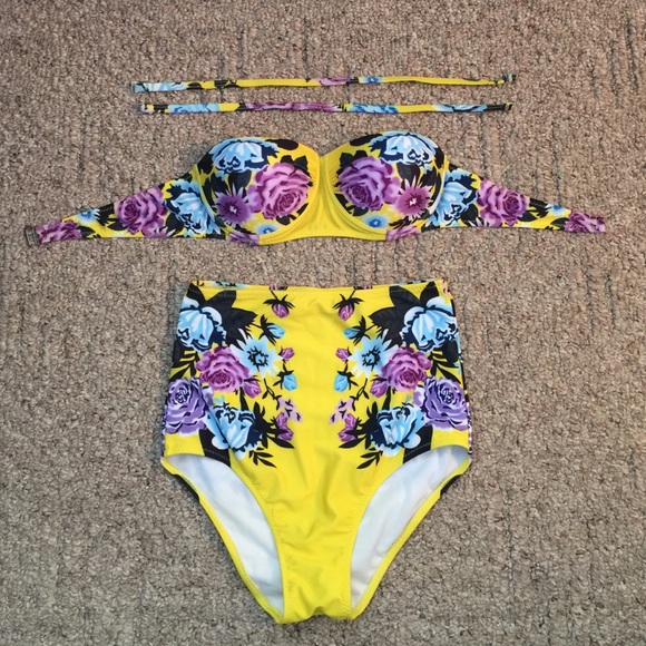 High Waisted Floral Bathing Suit