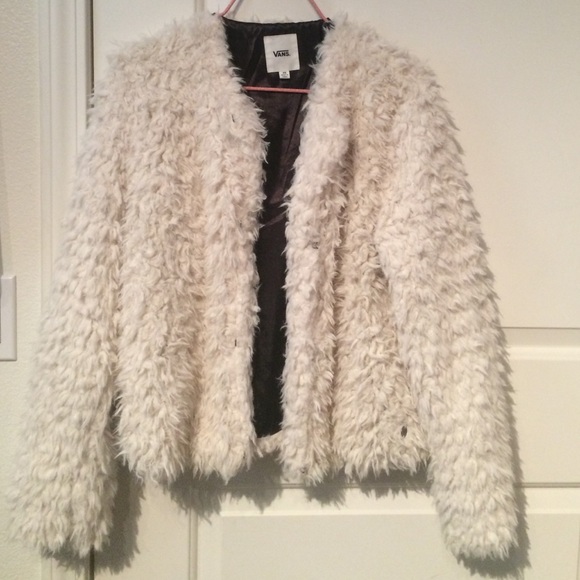 Fashionable white furry jacket