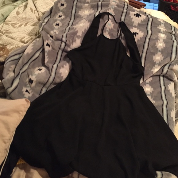 Black open back dress