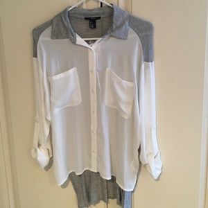 NWT White & Heather Grey top