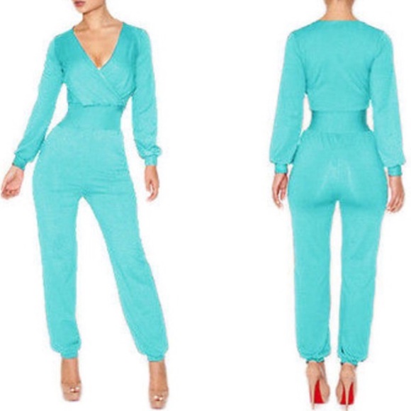 Deep V Neck Jumpsuit Sz Large