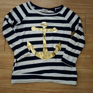 Blue and white striped sweater