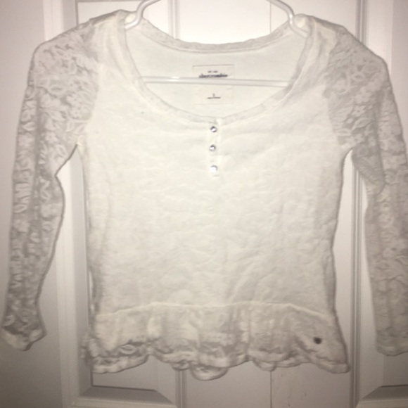 Cute Ambercrombie kids small, white, lace shirt