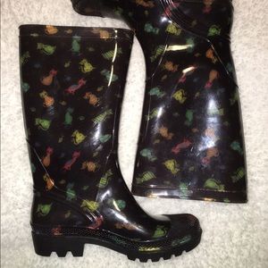 Cute cat black rain boots