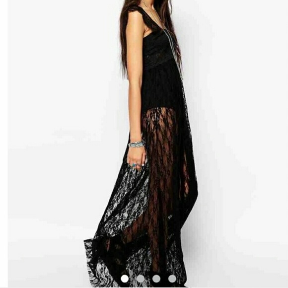 Black lace maxi dress