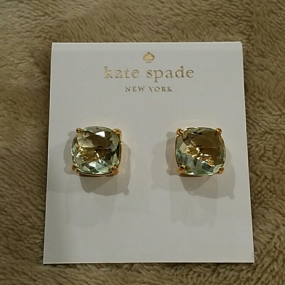 kate spade Jewelry - AUTH Kate Spade Small Square Studs Earrings Aqua