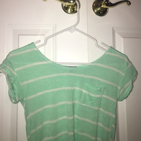 Cute mint and white striped open back crop top