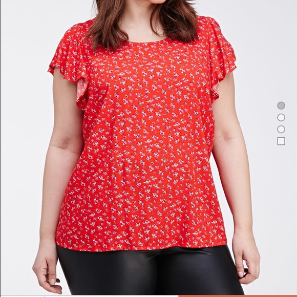 Plus size flutter sleeve top