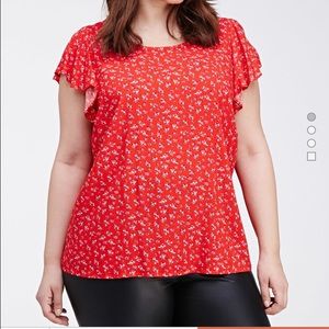 Plus size flutter sleeve top
