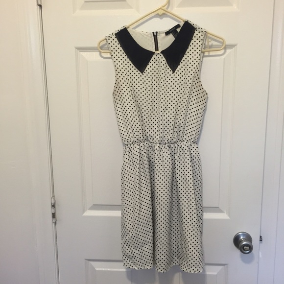 Black and White Polka Dot Collared Dress