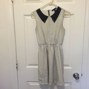 Black and White Polka Dot Collared Dress