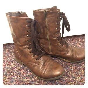 Brown combat boots