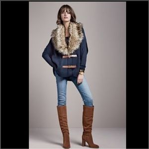 Michael Kors Faux- Fur Buckle Poncho