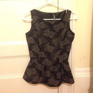 Black and Grey Peplum Top Naf Naf