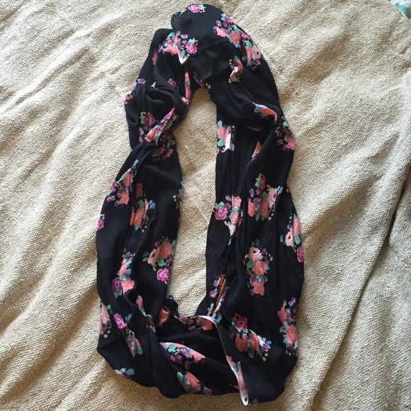 Black with floral print infinity scarf