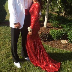 Red Sequin Prom Dress