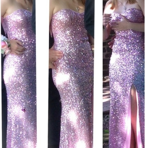 pink sequin gown