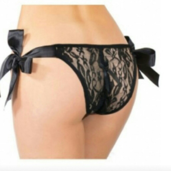 Black Side Tie Panties - Picture 3 of 3