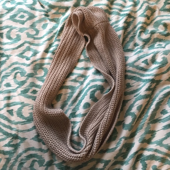 Tan knitted infinity scarf