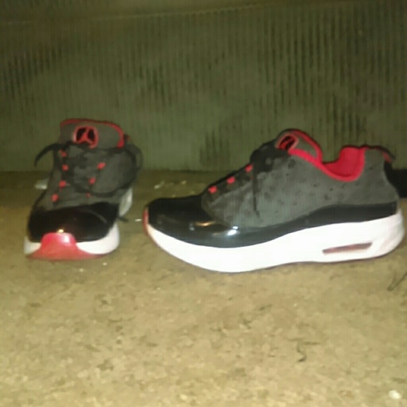 Black, Red and white Jordan tennis shoes
