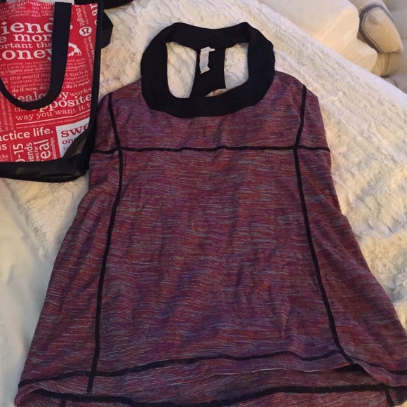 Lululemon tank in heathered red. Black t back