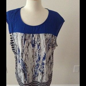 Multi Color blue gray & black print blouse