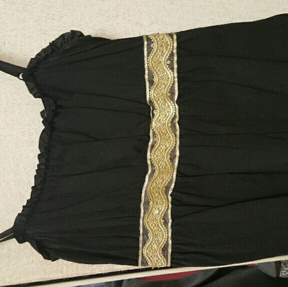 Black embroidered baby doll tank